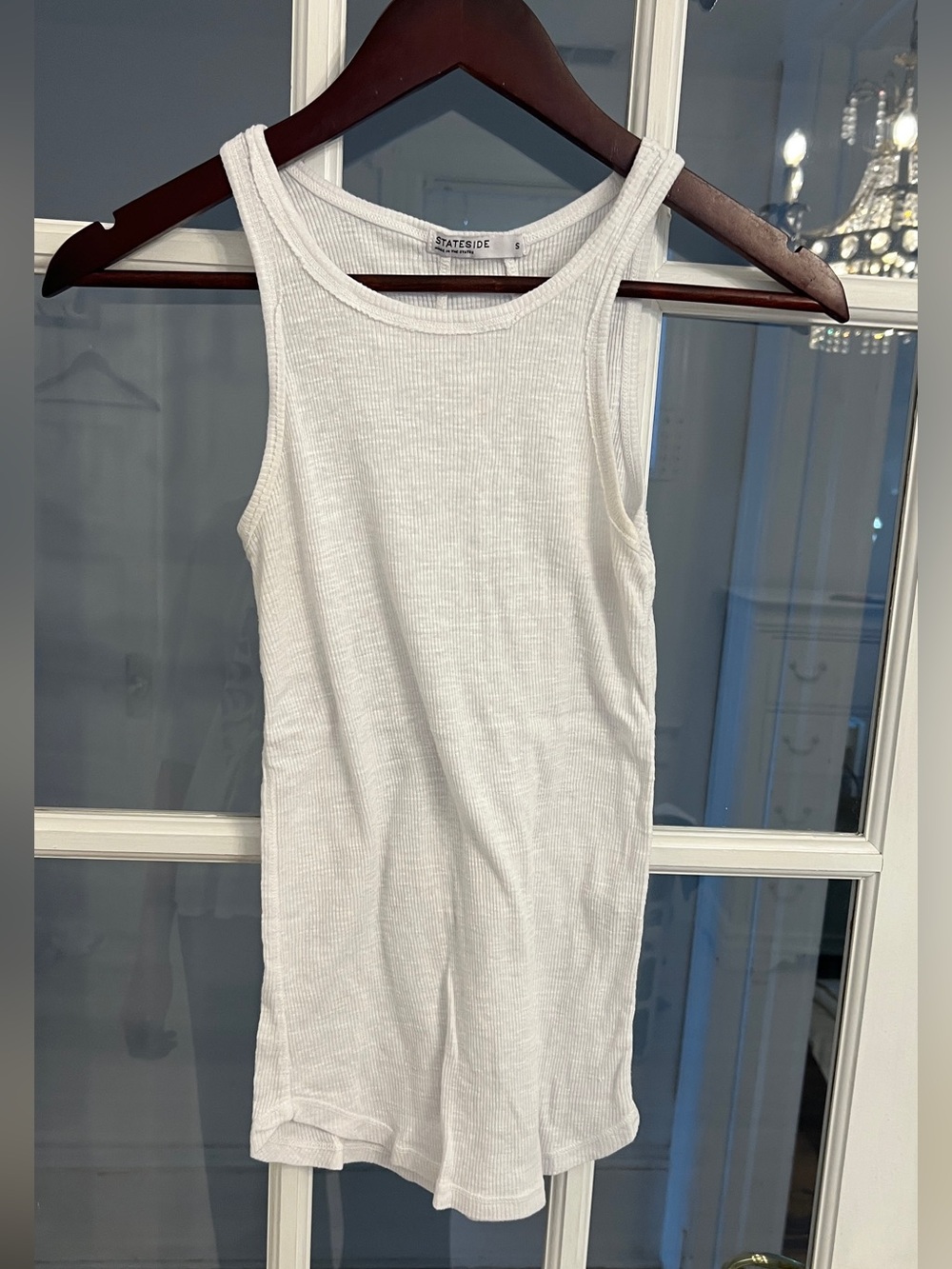 STATESIDE Women's White Ribbed Muscle Tank Top Size S
